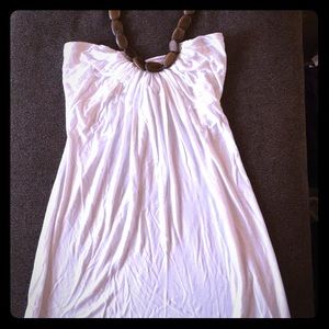 White dress with Wood bead halter